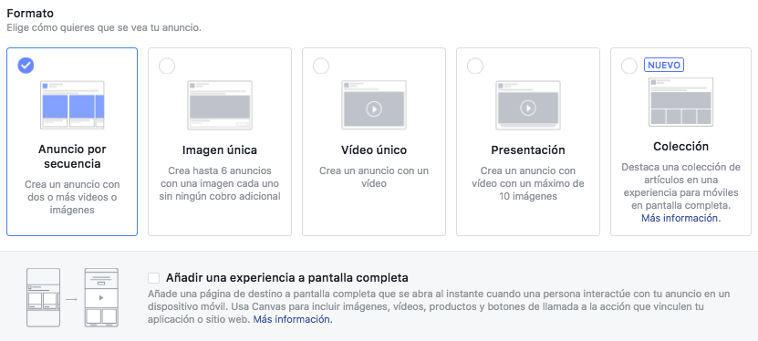 tipos de anuncio facebook ads